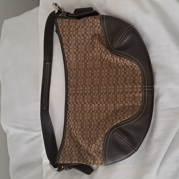 Coach Handbags - Vintage Coach Signature Mini Cs brown/beige canvas leather hobo soho bag NWOT